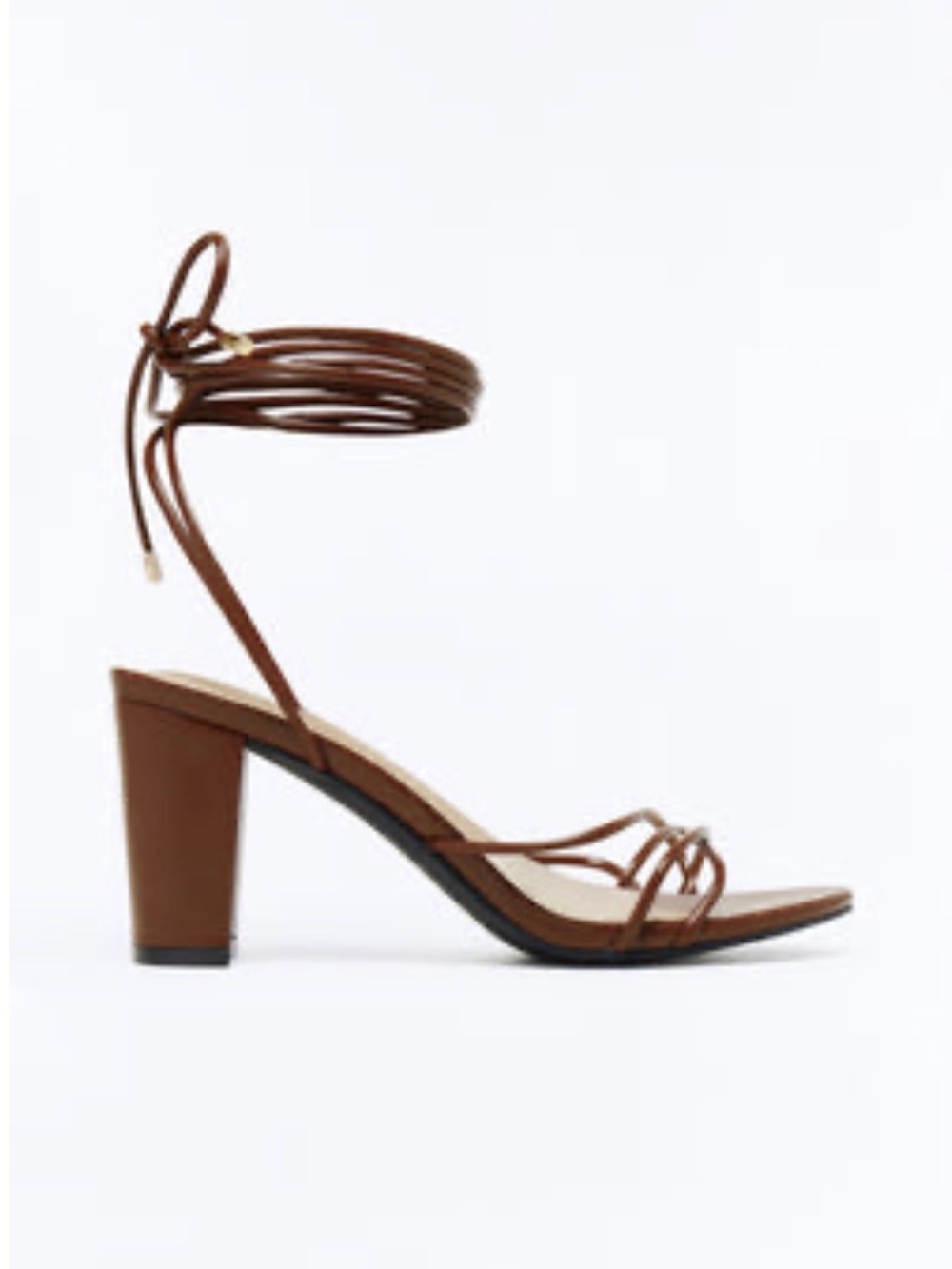 Fashion Nova Brown Strappy Lace-Up Block Heel Sandal